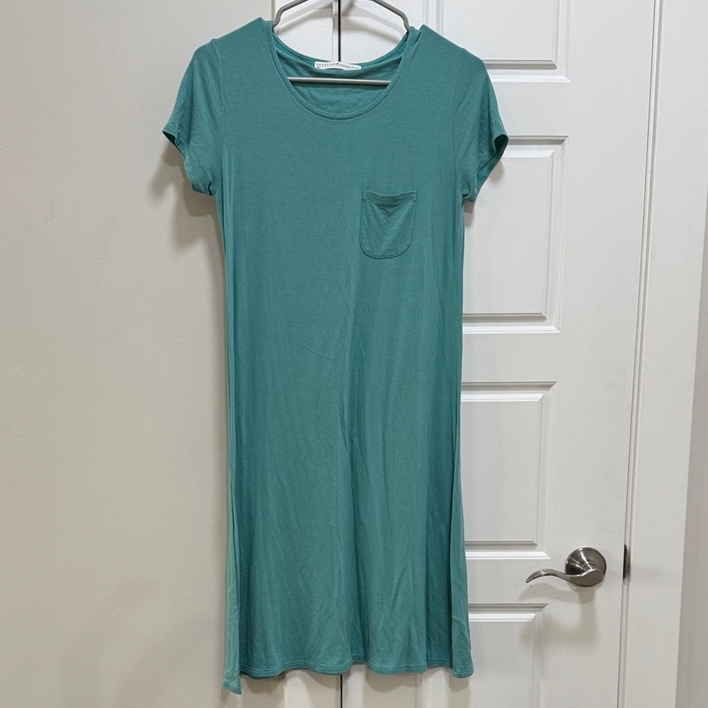 Peruvian Connection Aqua Short Sleeve Dress